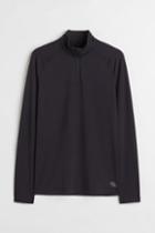 H & M - Regular Fit Long-sleeved Sports Shirt - Black