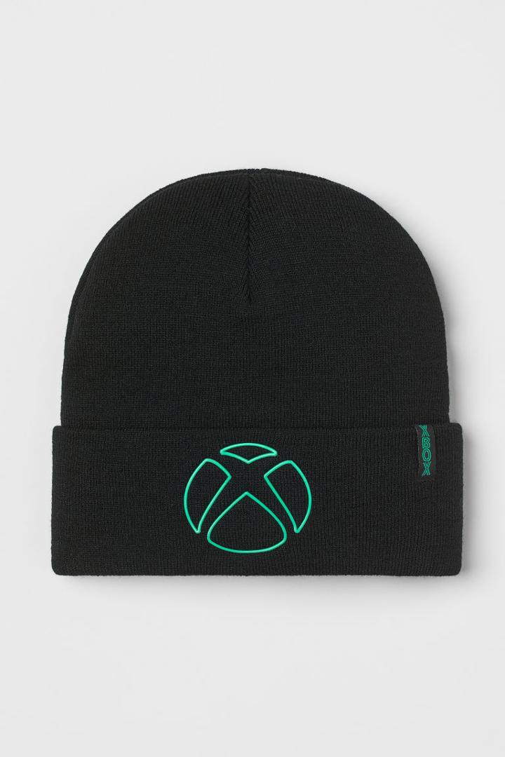 H & M - Printed Knit Hat - Black