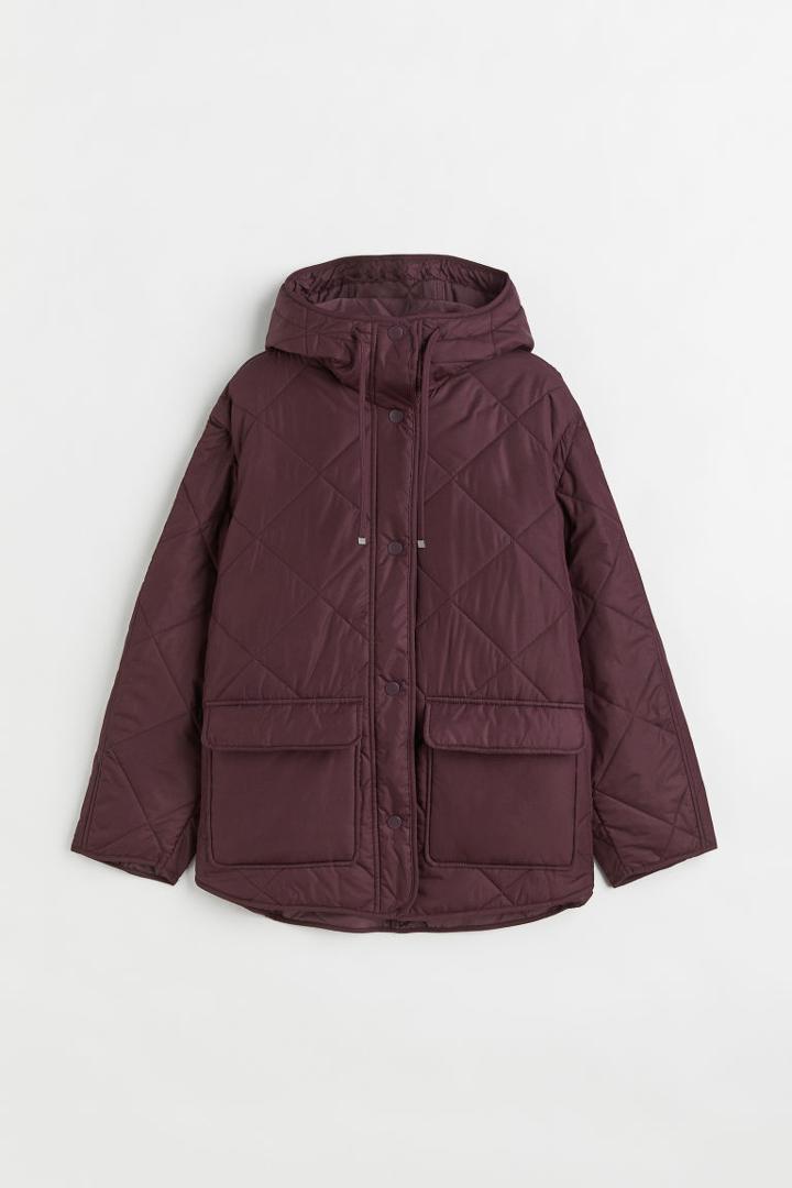 H & M - Oversized Quilted Jacket - Brown