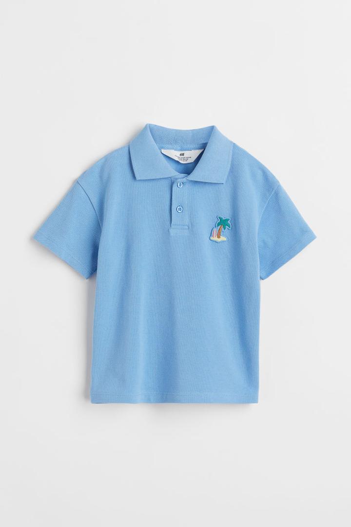 H & M - Cotton Piqu Polo Shirt - Blue