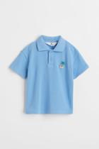 H & M - Cotton Piqu Polo Shirt - Blue
