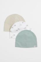 H & M - 3-pack Cotton Jersey Hats - White
