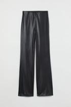 H & M - Flared Faux Leather Pants - Black
