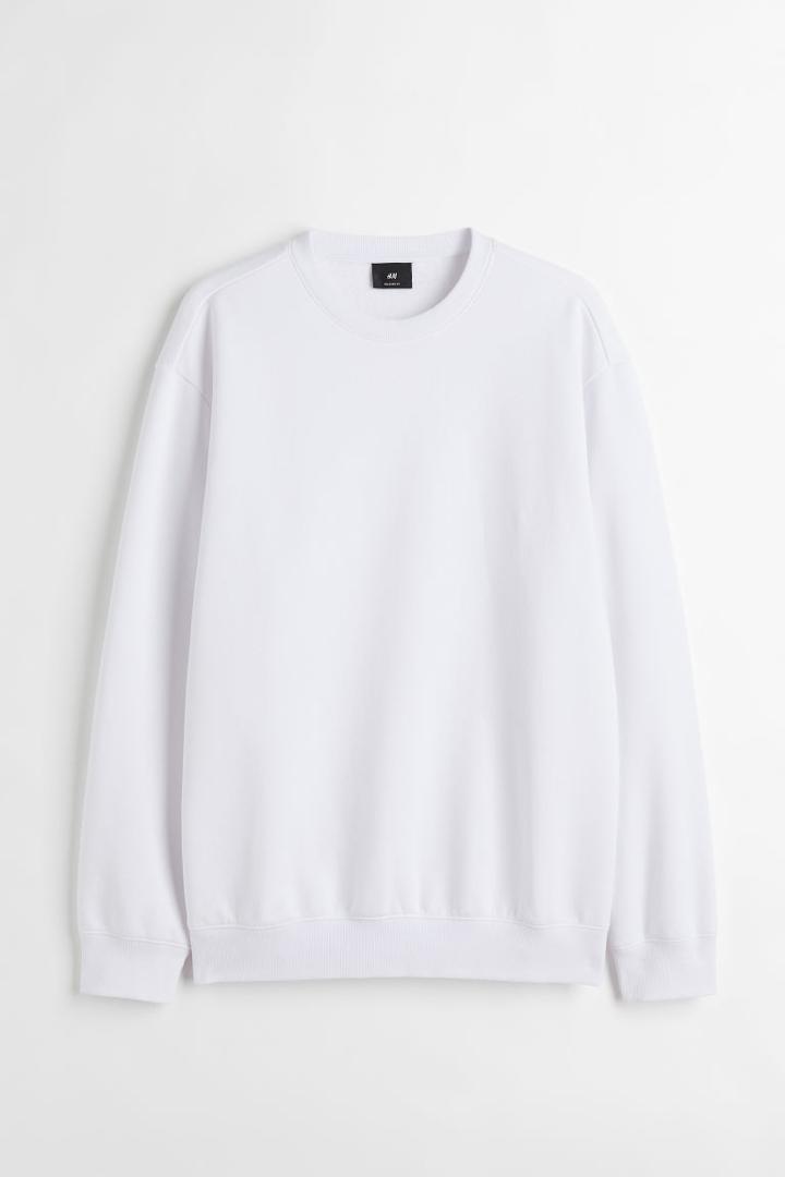 H & M - Relaxed Fit Sweatshirt - White