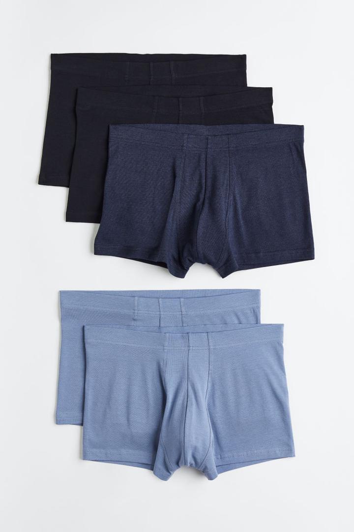 H & M - 5-pack Short Cotton Boxer Shorts - Blue