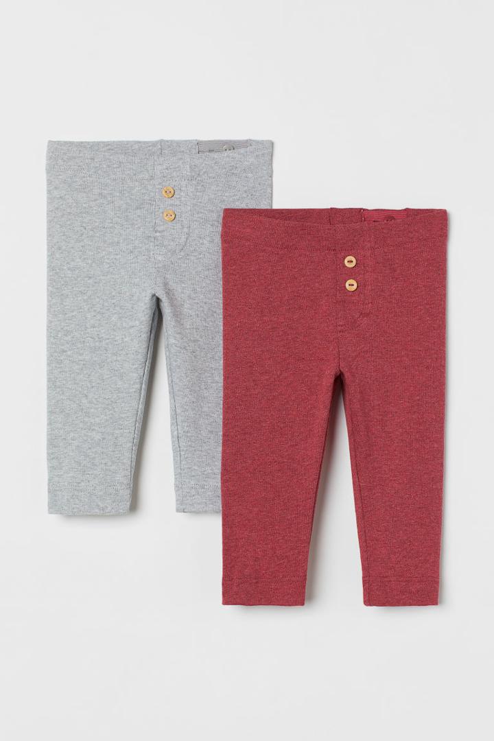 H & M - 2-pack Leggings - Red
