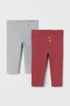 H & M - 2-pack Leggings - Red
