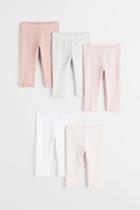 H & M - 5-pack Cotton Leggings - Pink