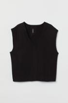 H & M - Ribbed Sweater Vest - Black