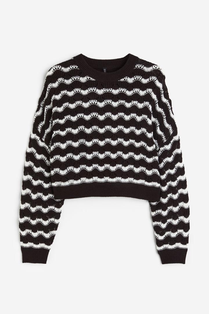 H & M - H & M+ Pointelle-knit Sweater - Black