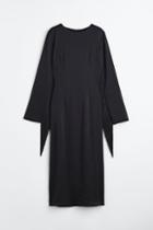 H & M - Fringe-trimmed Satin Dress - Black