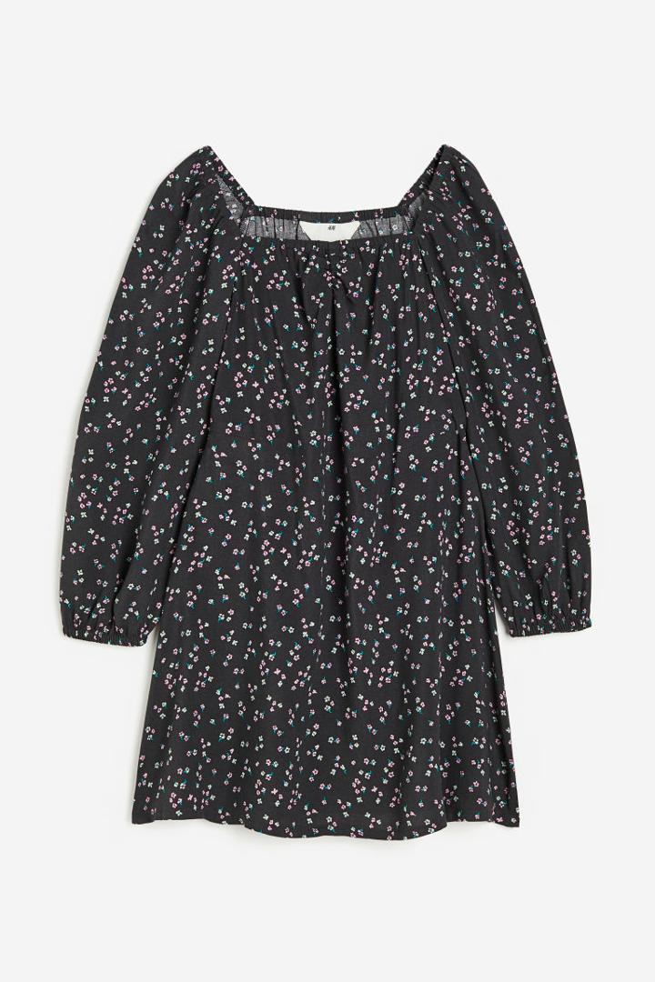 H & M - A-line Seersucker Dress - Gray