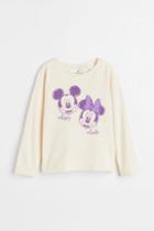 H & M - Printed Cotton Jersey Shirt - Beige