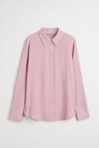 H & M - Pointed-collar Shirt - Pink