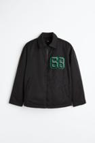 H & M - Regular Fit Padded Baseball Jacket - Black