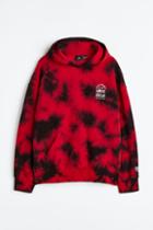 H & M - Oversized Fit Printed Hoodie - Red