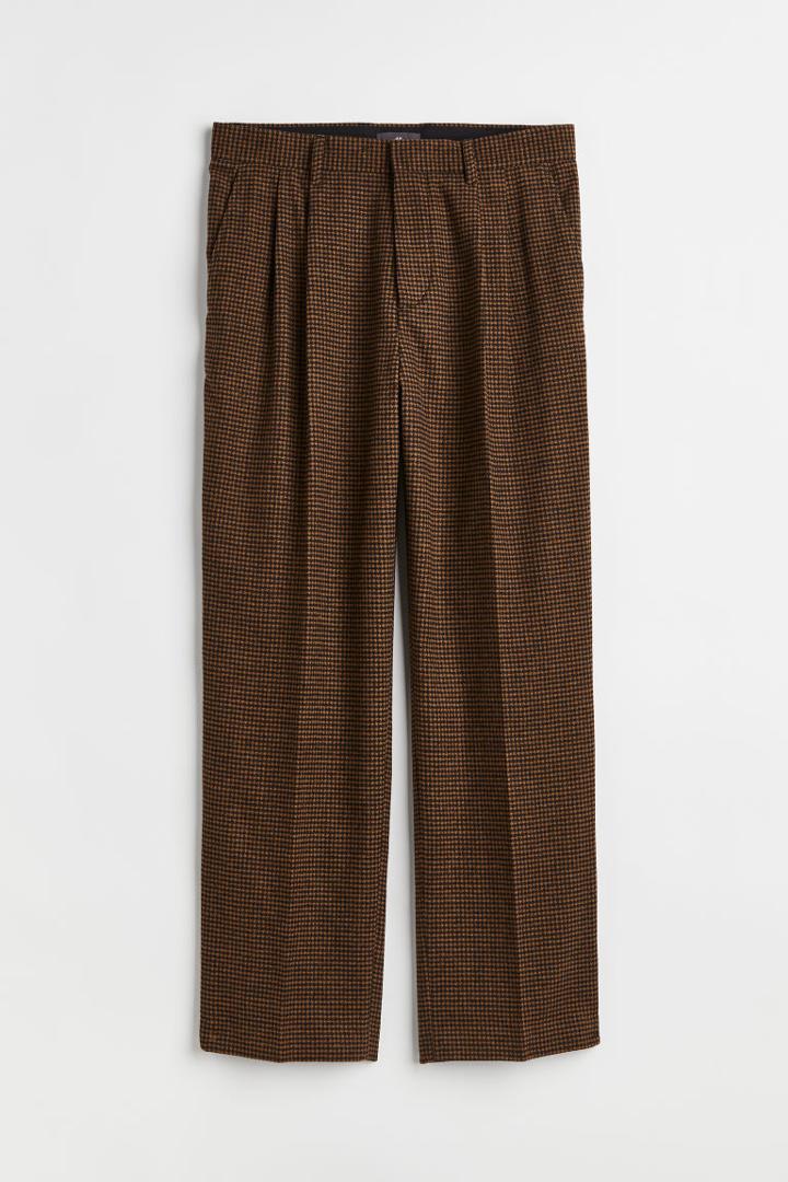 H & M - Relaxed Fit Wool-blend Pants - Beige