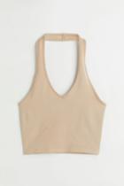 H & M - Halterneck V-neck Top - Beige