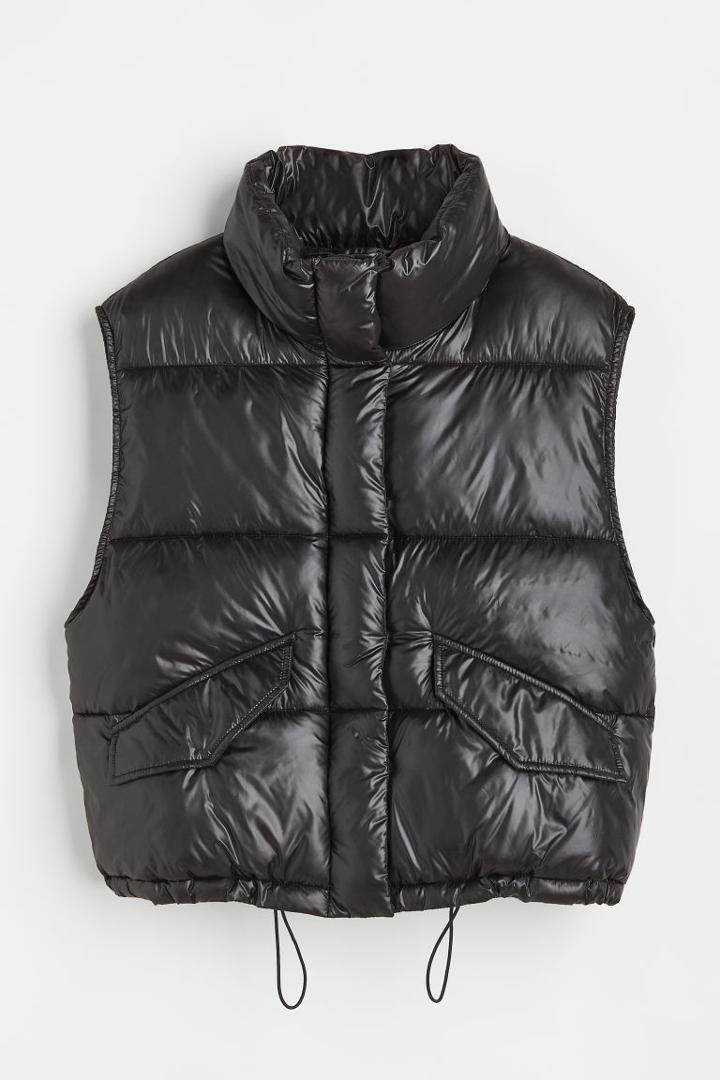 H & M - Stand-up-collar Puffer Vest - Black