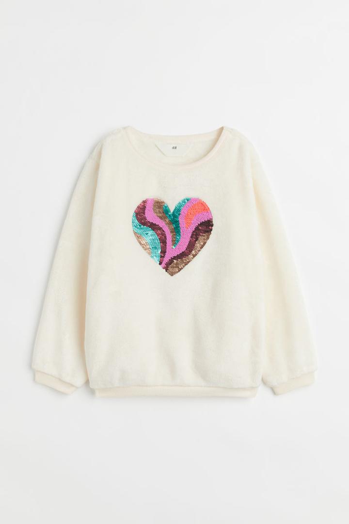 H & M - Design-front Sweatshirt - White