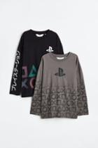 H & M - 2-pack Printed Shirts - Black