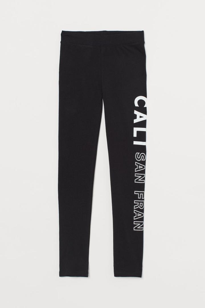 H & M - Printed Leggings - Black