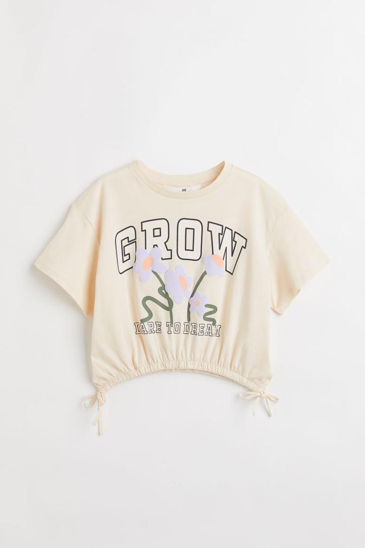 H & M - Drawstring T-shirt - Beige