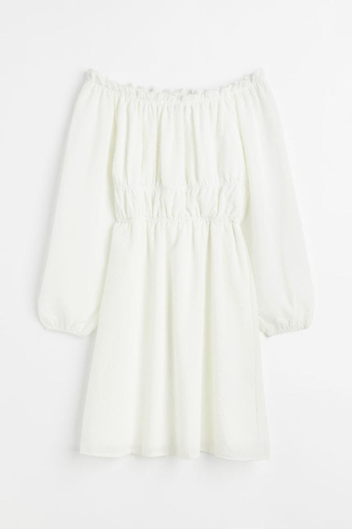 H & M - Off-the-shoulder Dress - White