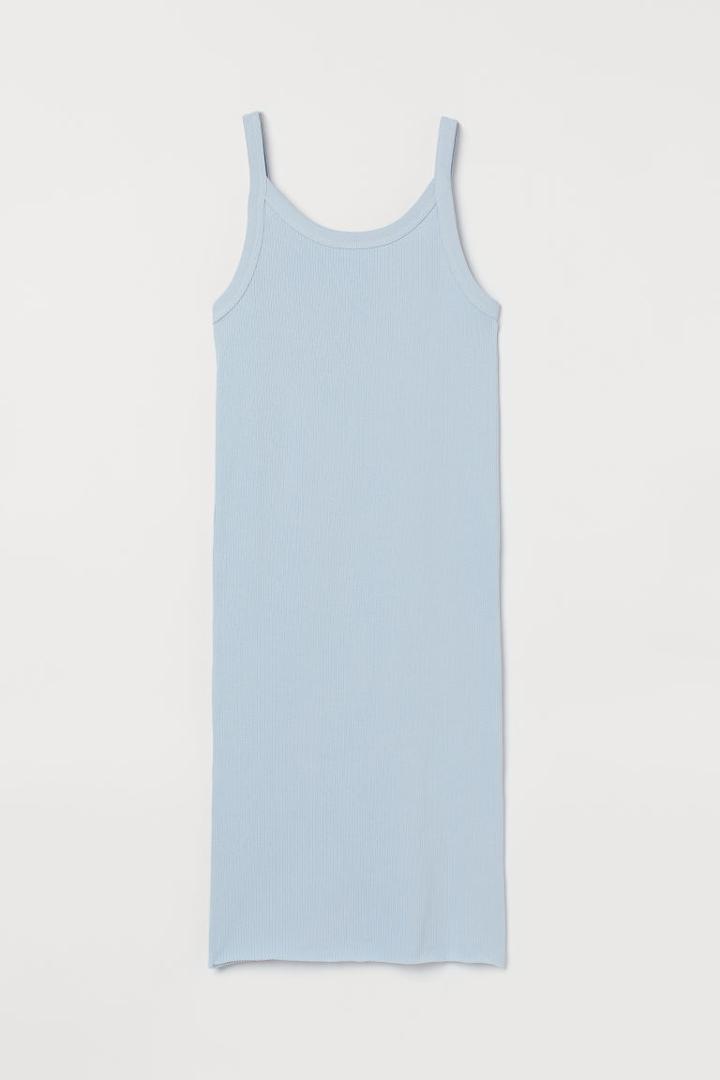 H & M - Ribbed Jersey Dress - Blue