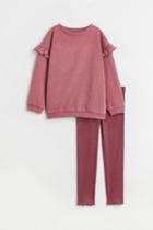 H & M - 2-piece Top And Leggings Set - Pink