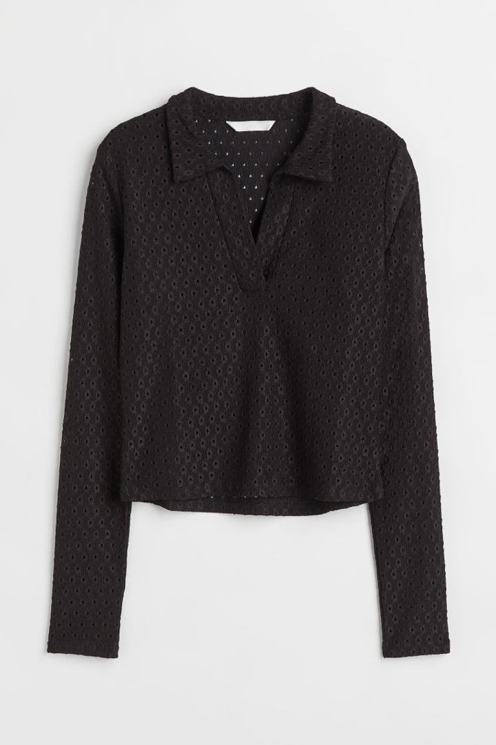 H & M - Collared Top - Black