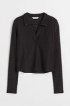 H & M - Collared Top - Black