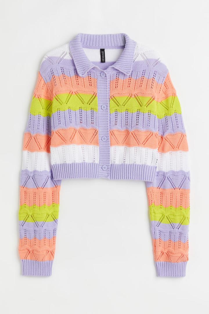 H & M - Pointelle-knit Cardigan - Yellow
