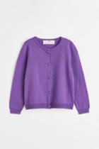 H & M - Fine-knit Cotton Cardigan - Purple