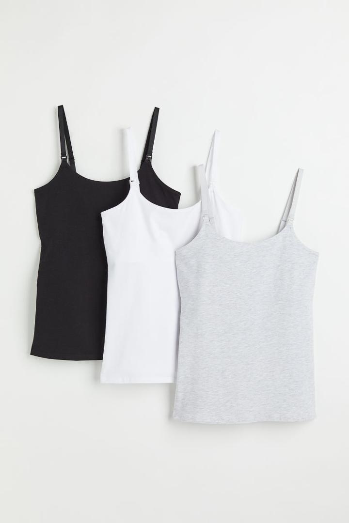 H & M - Mama 3-pack Nursing Tank Tops - Gray