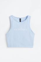 H & M - Short Cotton Tank Top - Blue