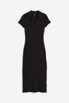 H & M - Bodycon Dress With Collar - Black