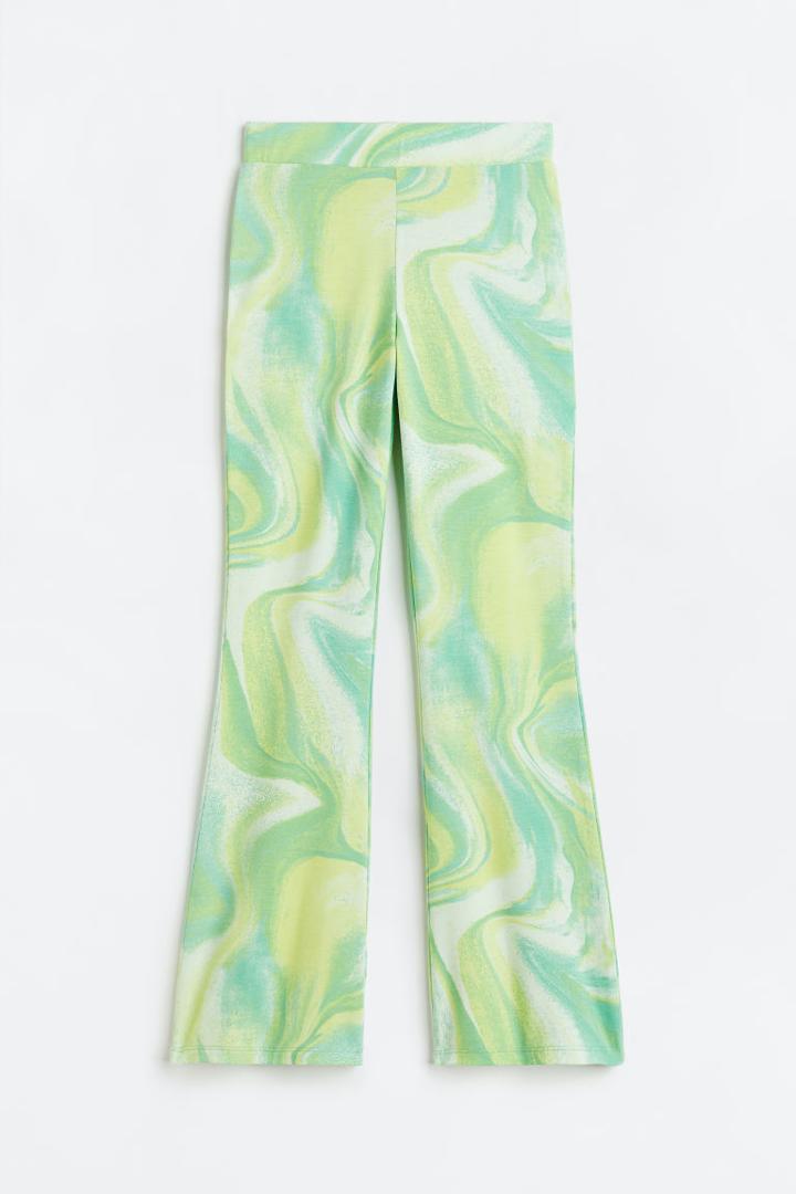 H & M - Flared Ribbed Leggings - Green