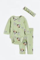 H & M - 3-piece Jersey Set - Green