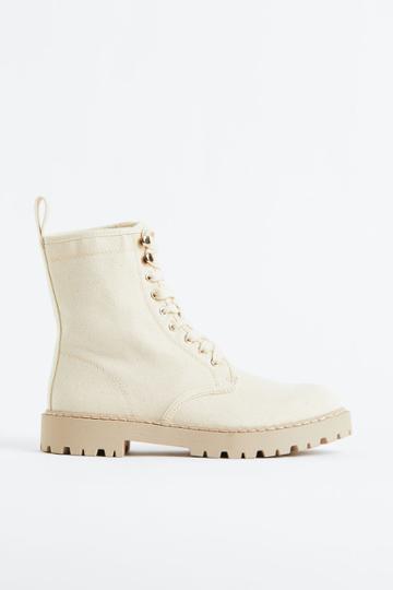 H & M - Chunky Canvas Boots - White