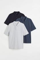 H & M - 3-pack Regular Fit Polo Shirts - Turquoise