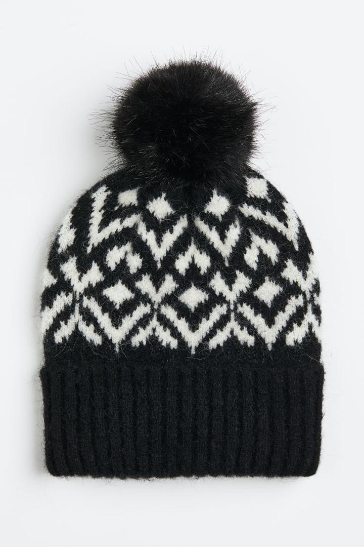 H & M - Jacquard-knit Hat - Black