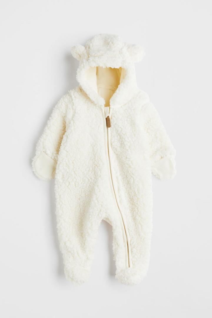 H & M - Faux Shearling Overall - White
