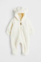 H & M - Faux Shearling Overall - White