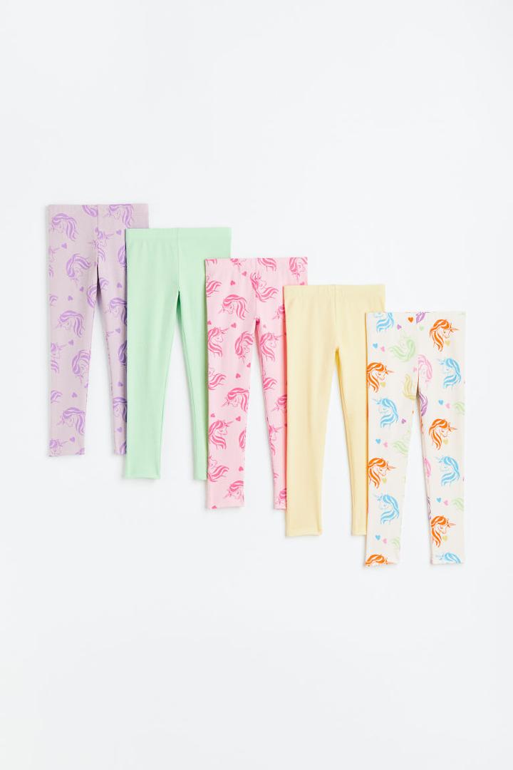 H & M - 5-pack Cotton Leggings - White