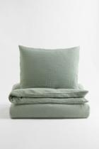 H & M - Muslin Twin Duvet Cover Set - Green