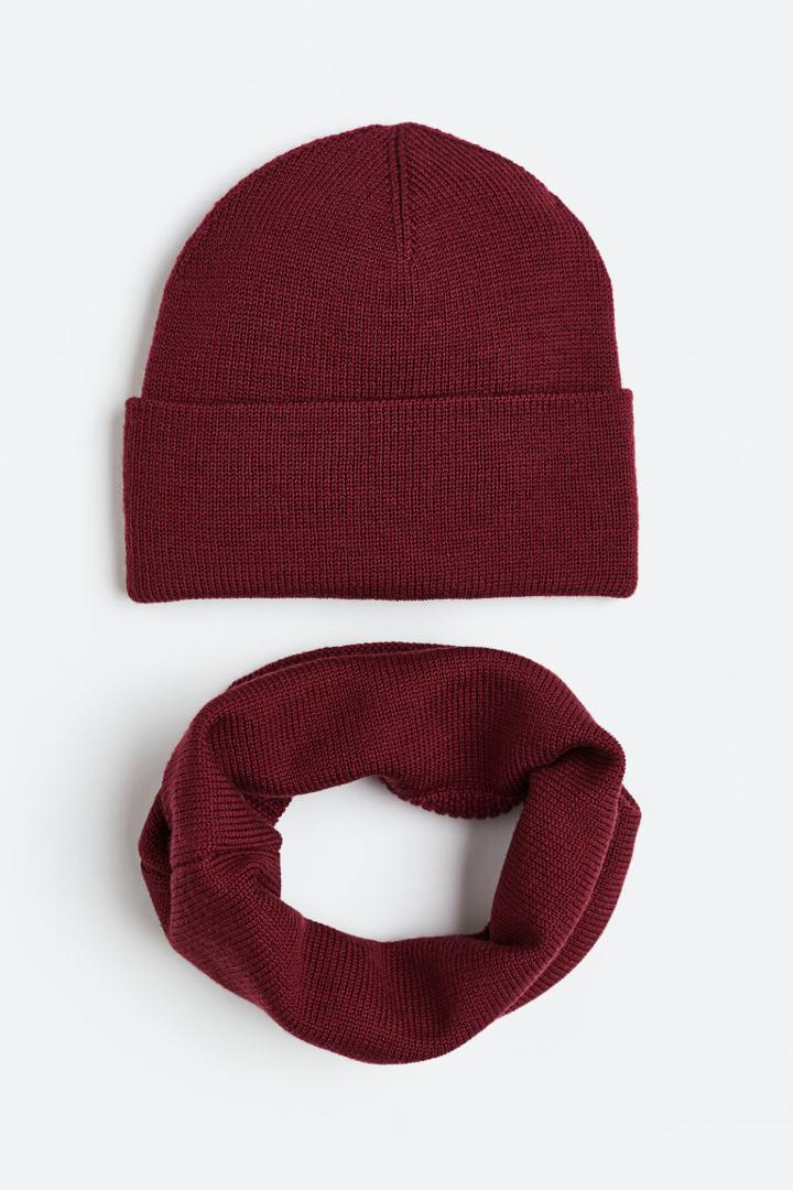 H & M - 2-piece Knit Wool Set - Red