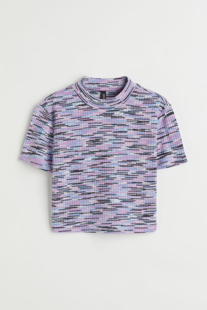H & M - Rib-knit Crop Top - Purple