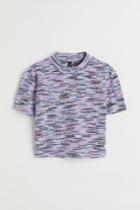H & M - Rib-knit Crop Top - Purple