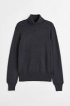 H & M - Fine-knit Turtleneck Sweater - Gray